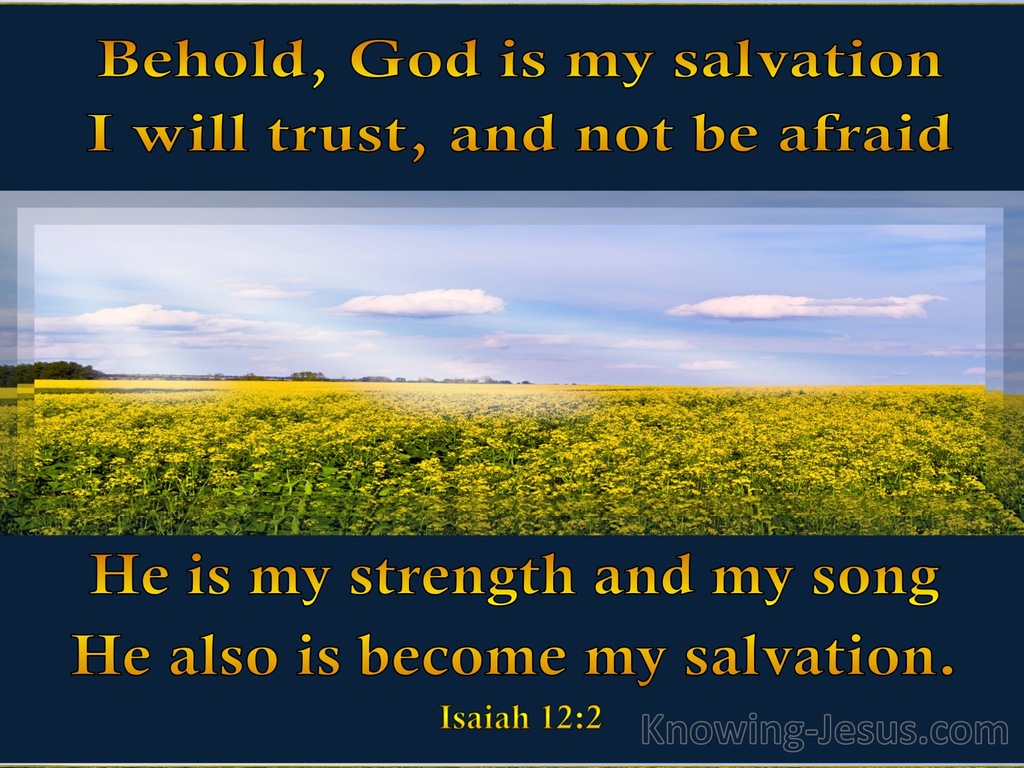 Isaiah 12:2 God Is My Salvation I Will Not Be Afraid (blue)